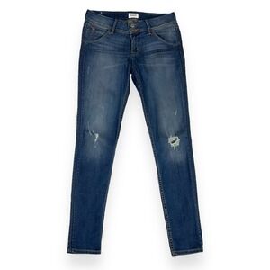 Hudson Jeans Women Size 27 (ACT 29x29) Blue Skinny Distressed Collin Stretch NWT